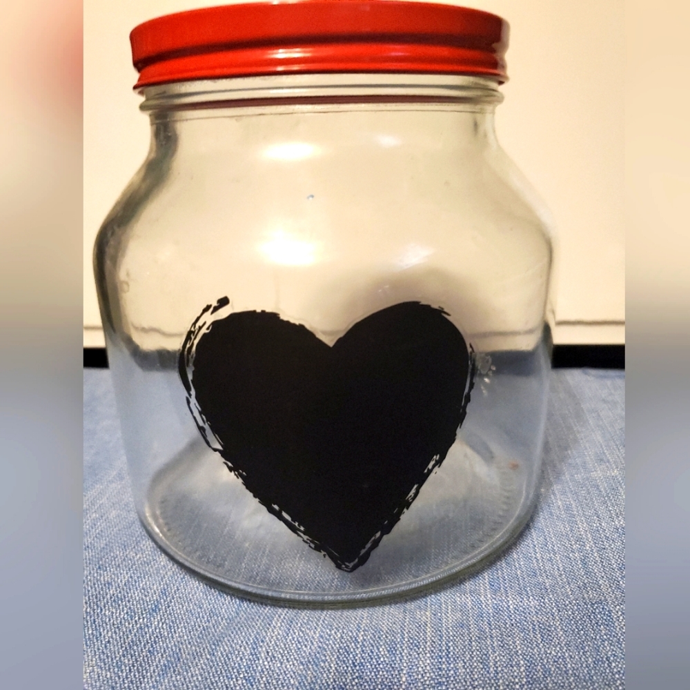 Big black heart glass jar